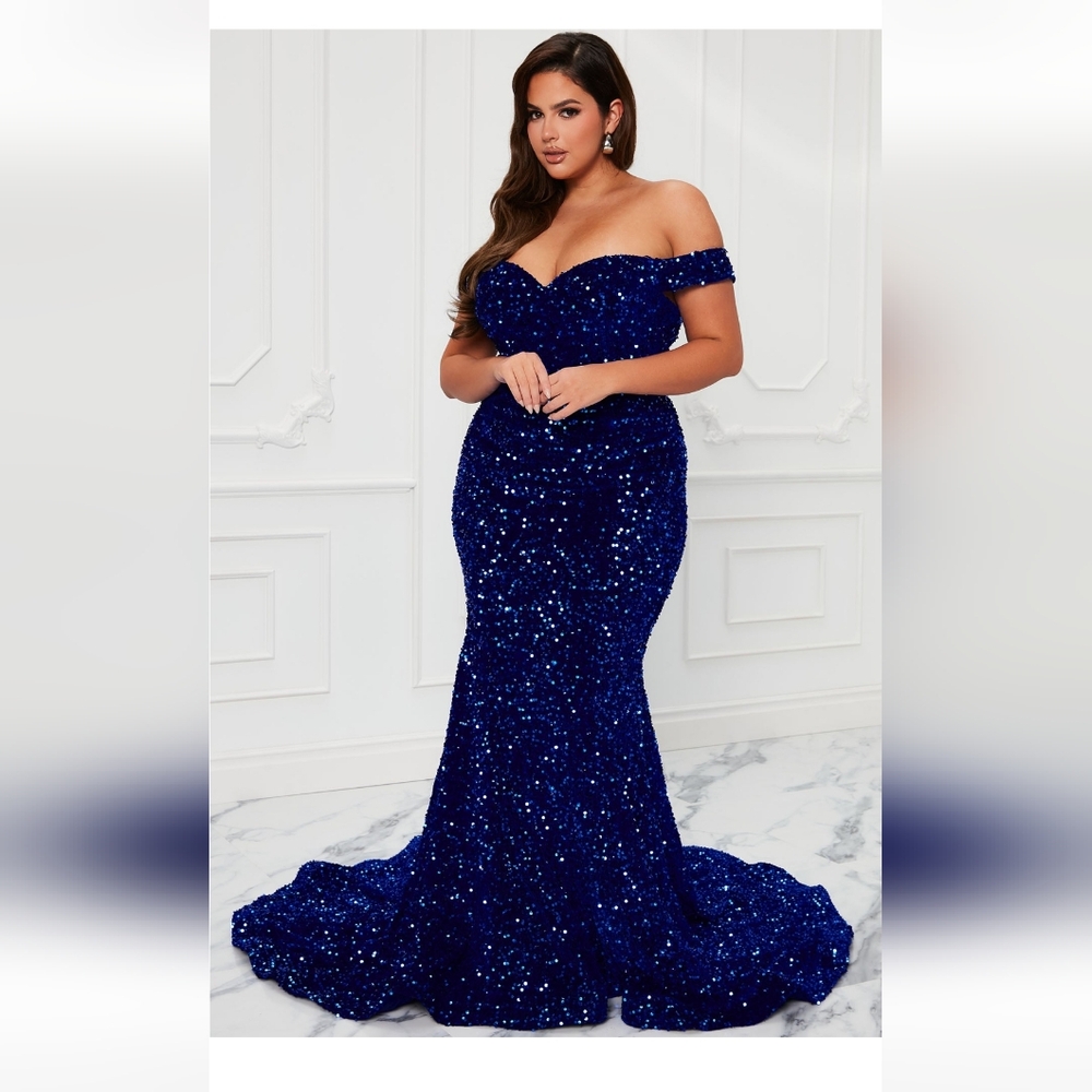 Adorable Sequin Royal Blue Maxi Dress - Picture 4 of 6
